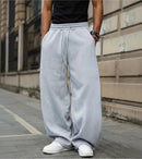 Calça Moletom Wide Leg Cinza Oversized Unissex Streetwear